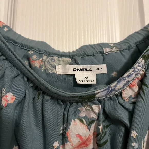 O’Neill ~ Green Floral Strapless Dress Front Side Slit Women’s Size Medium - Picture 4 of 5